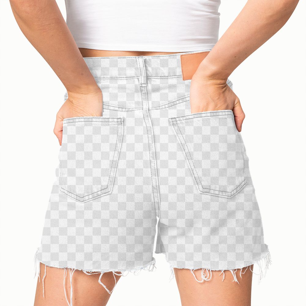 Png woman in transparent shorts mockup 