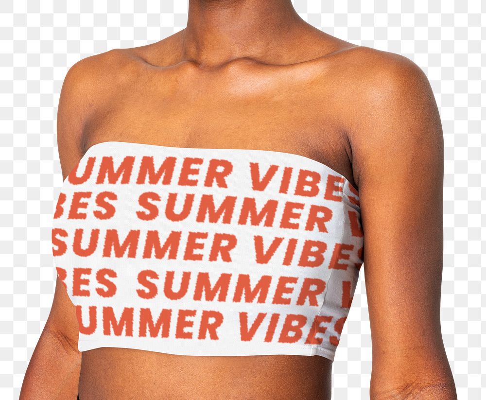 Png bandeau top mockup with summer vibes typography summer fashion