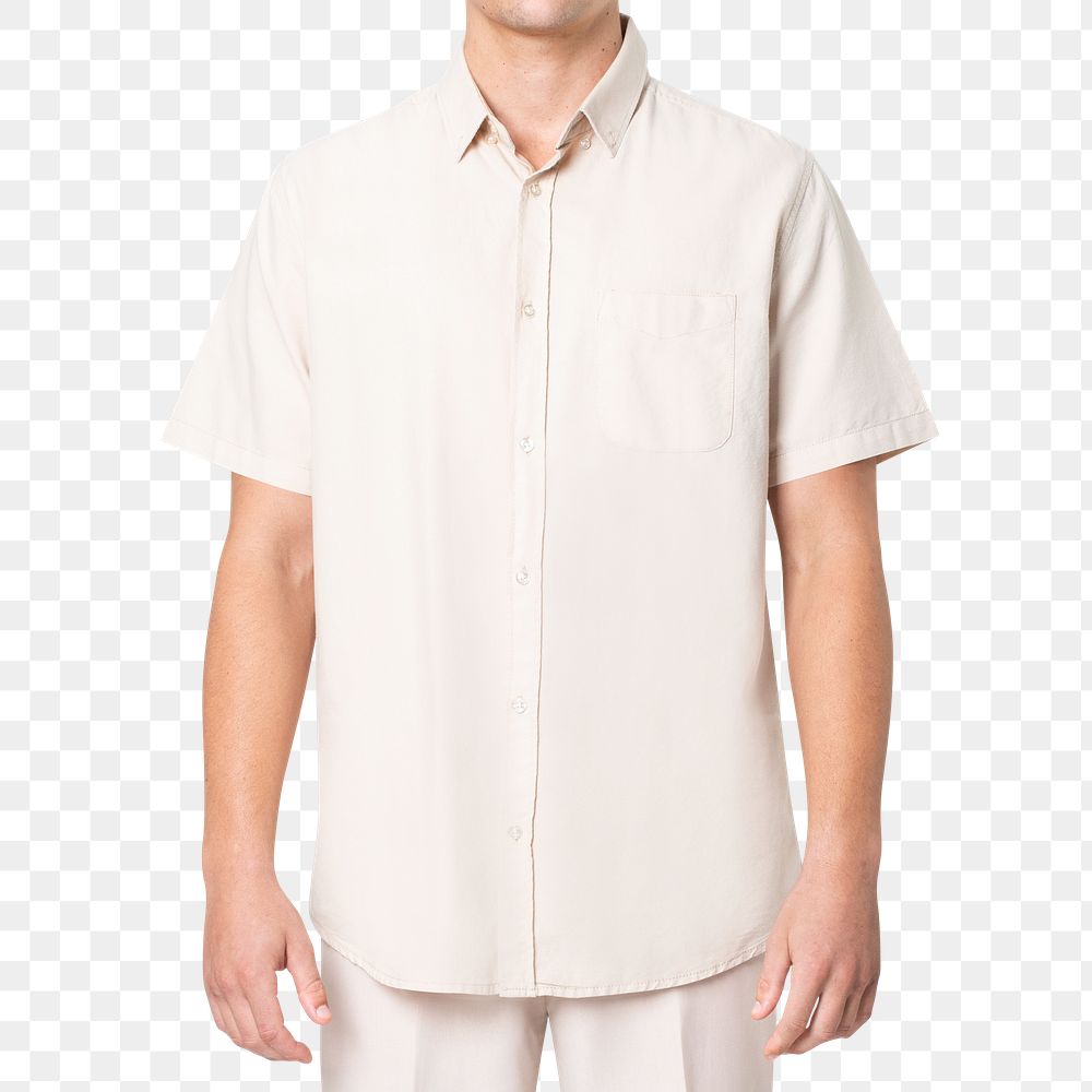 Shirt png mockup in beige men&rsquo;s casual wear