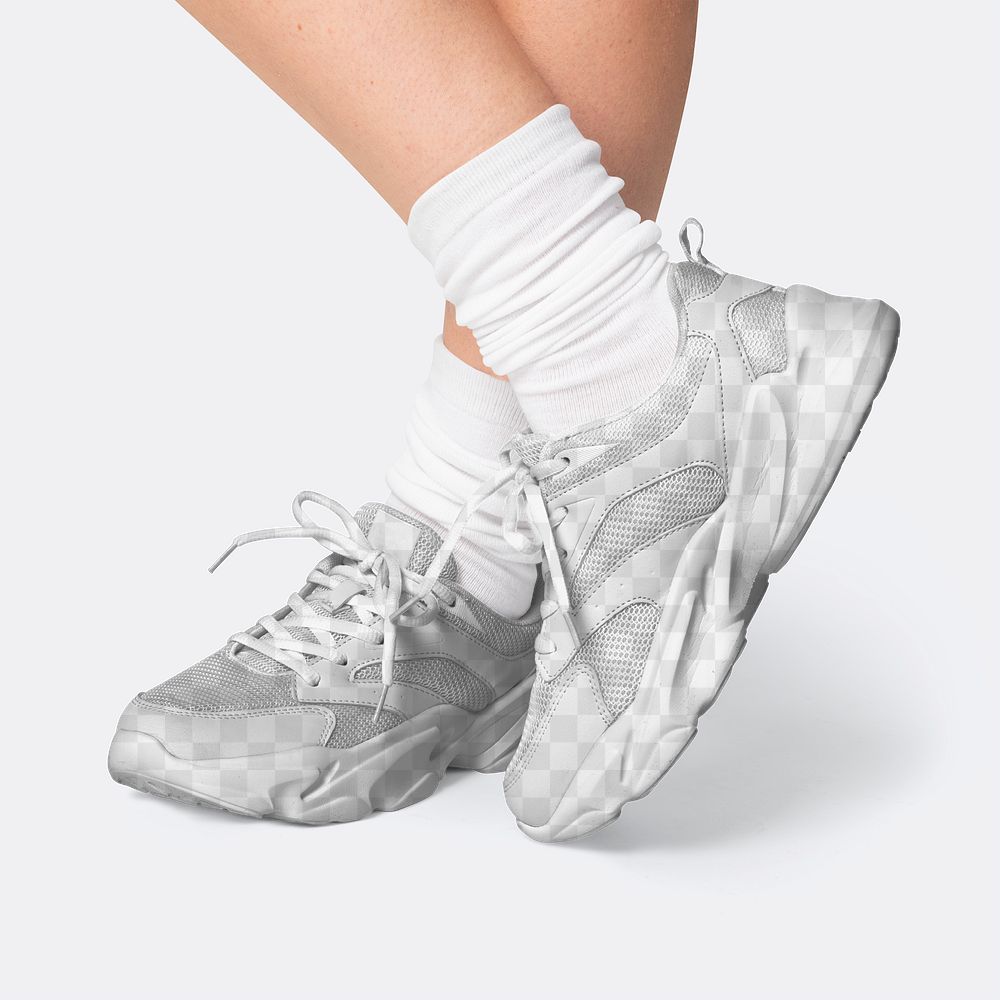 Png training sneakers transparent mockup unisex sportswear shoot