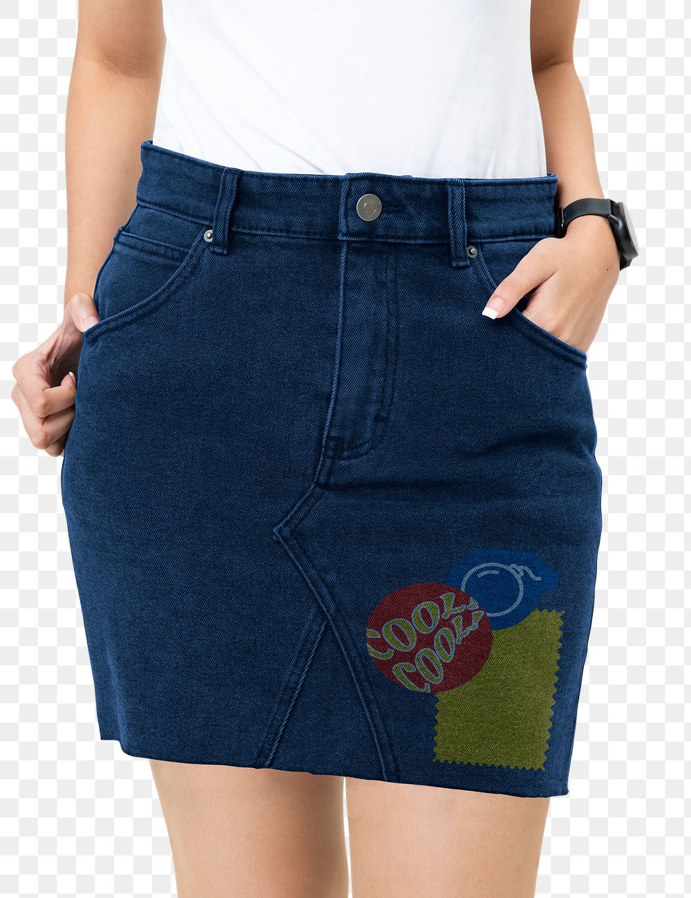 Png woman in denim skirt for women&rsquo;s apparel shoot