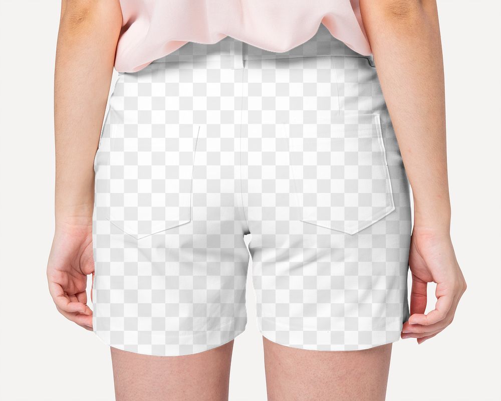 Png woman in transparent shorts mockup 