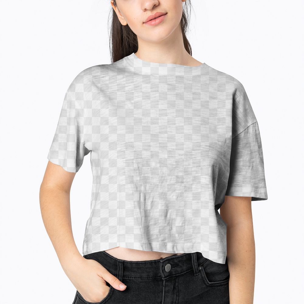 Png women’s crop top transparent mockup apparel studio shoot