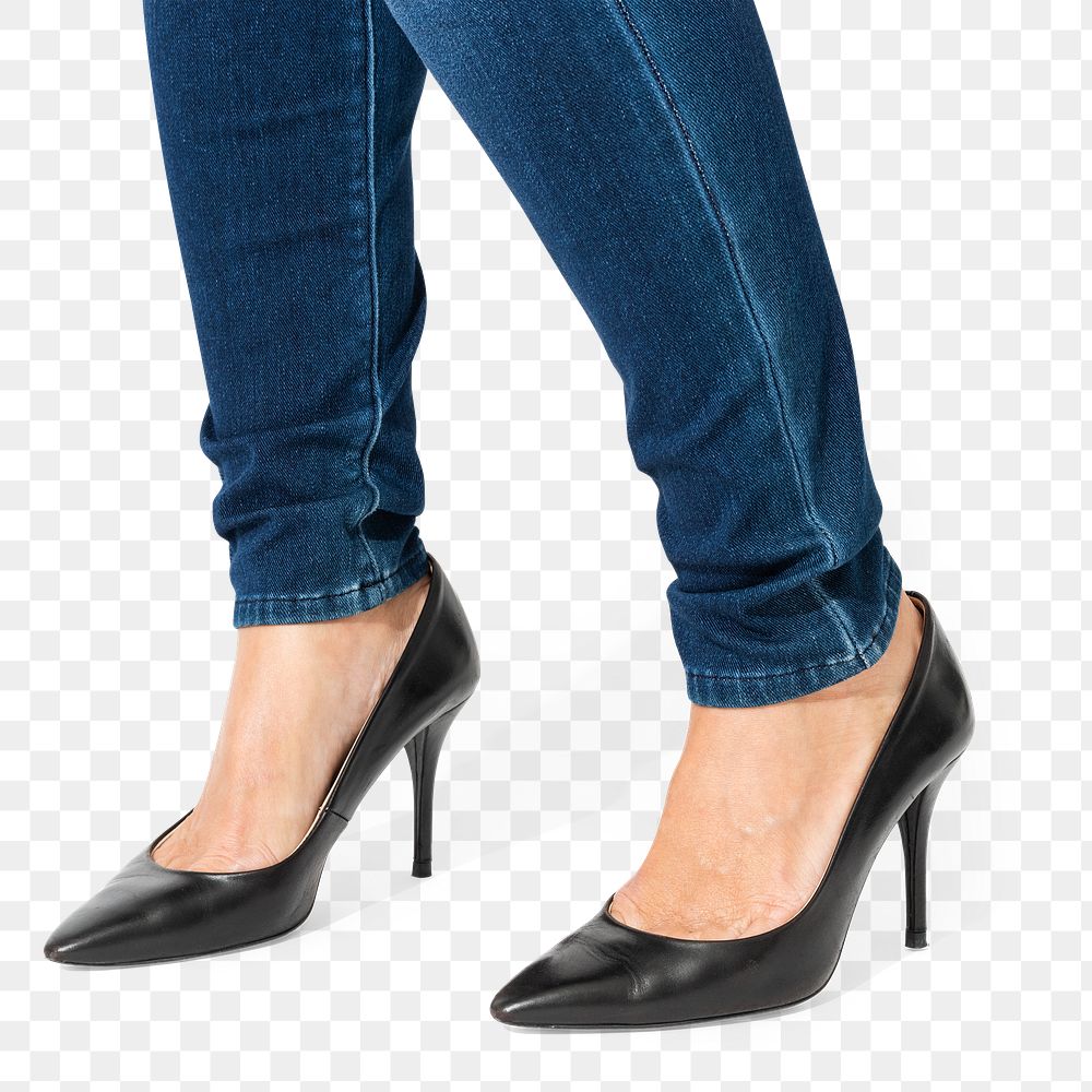 Png black high heel mockup on transparent background