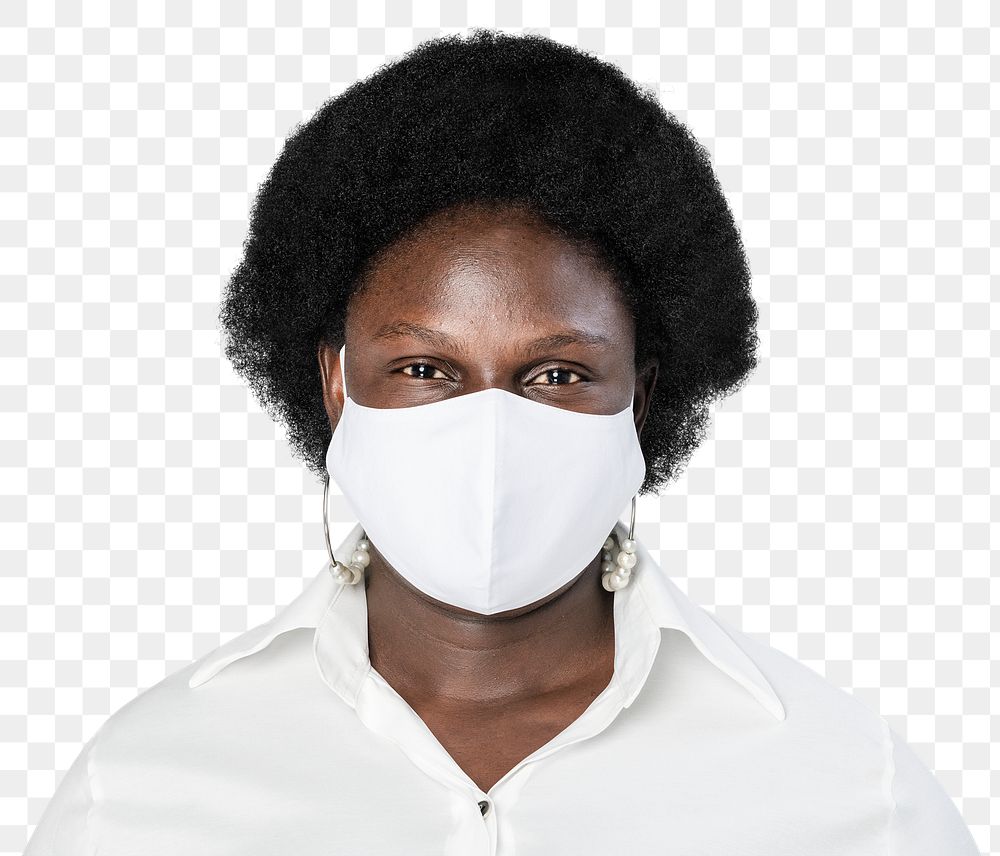 Png face mask mockup on African American woman 