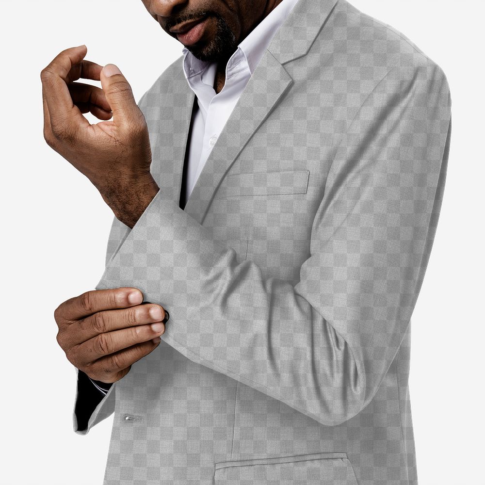 Png suit mockup on African American man close-up