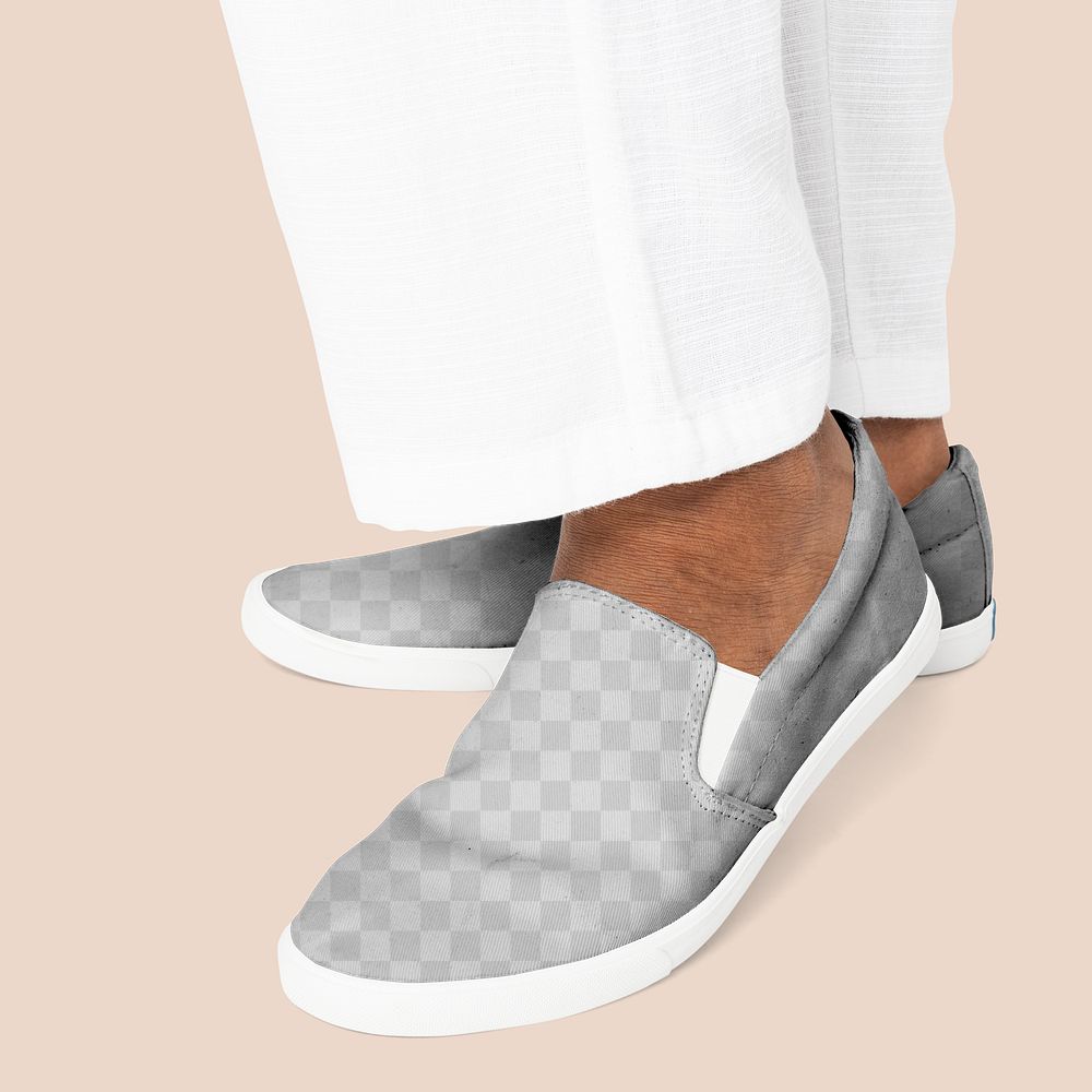 Slip-on shoes png mockup transparent casual apparel close up