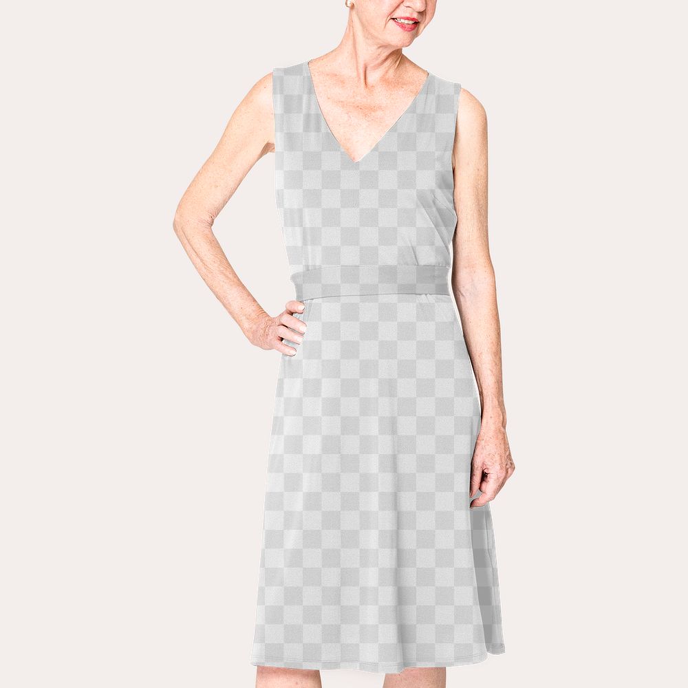 Midi dress png mockup transparent senior apparel