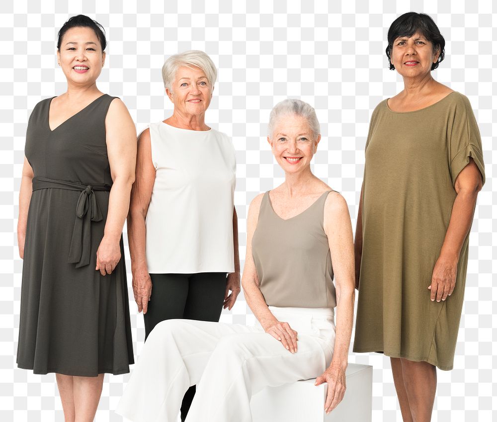 Png senior women mockup in minimal clothes casual fashion