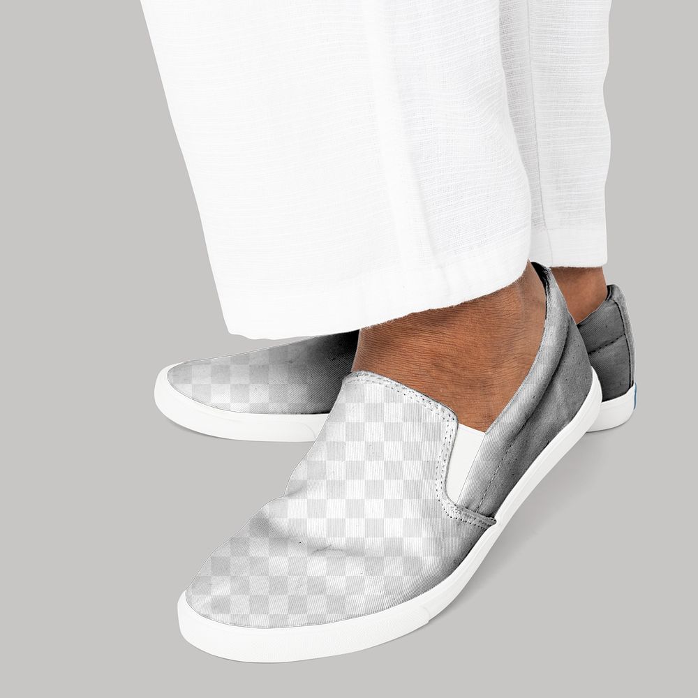 Slip-on shoes png mockup transparent casual apparel close up