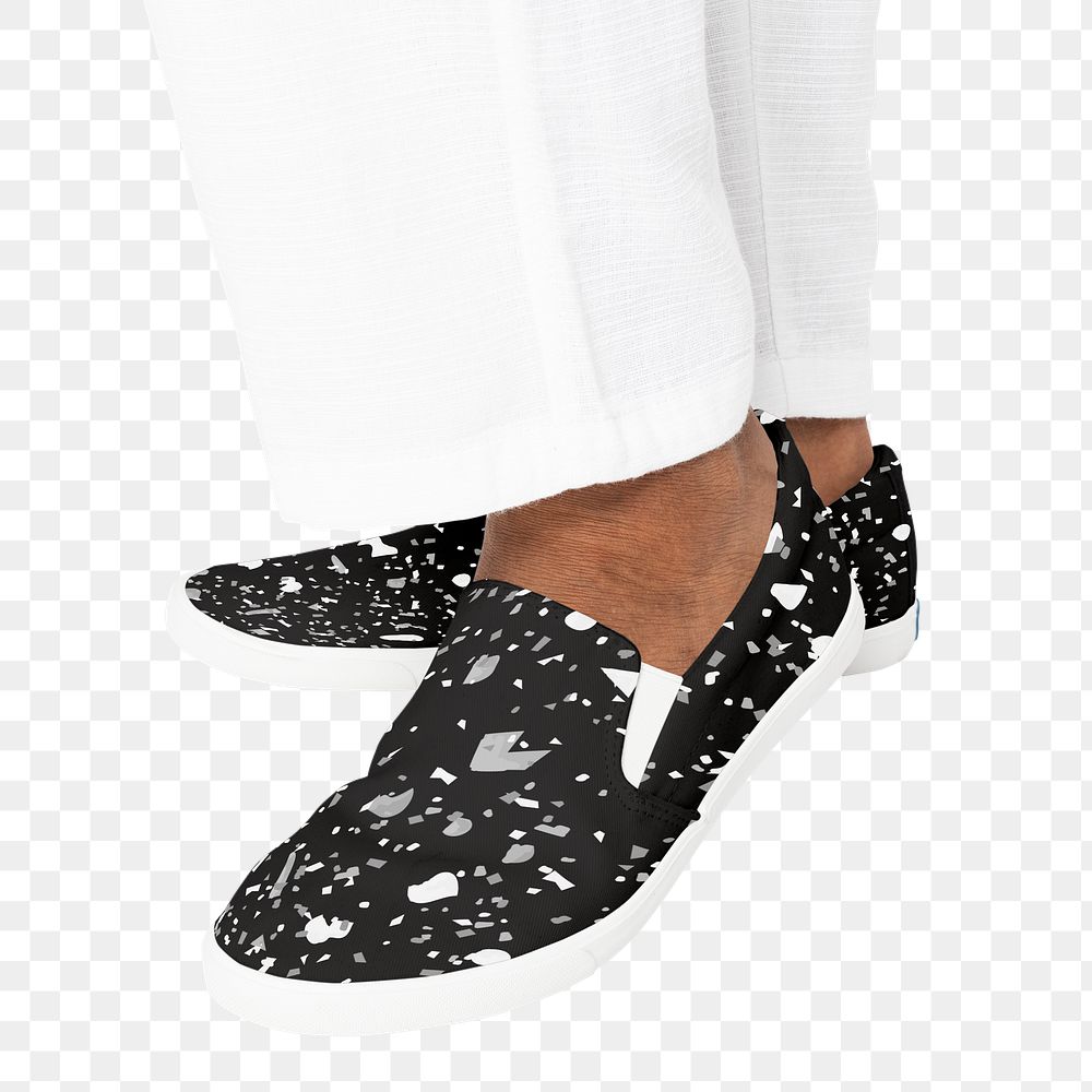 Slip-on shoes png mockup with abstract design fashion close up
