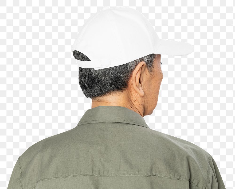 Png white cap mockup men&rsquo;s headwear close up rear view
