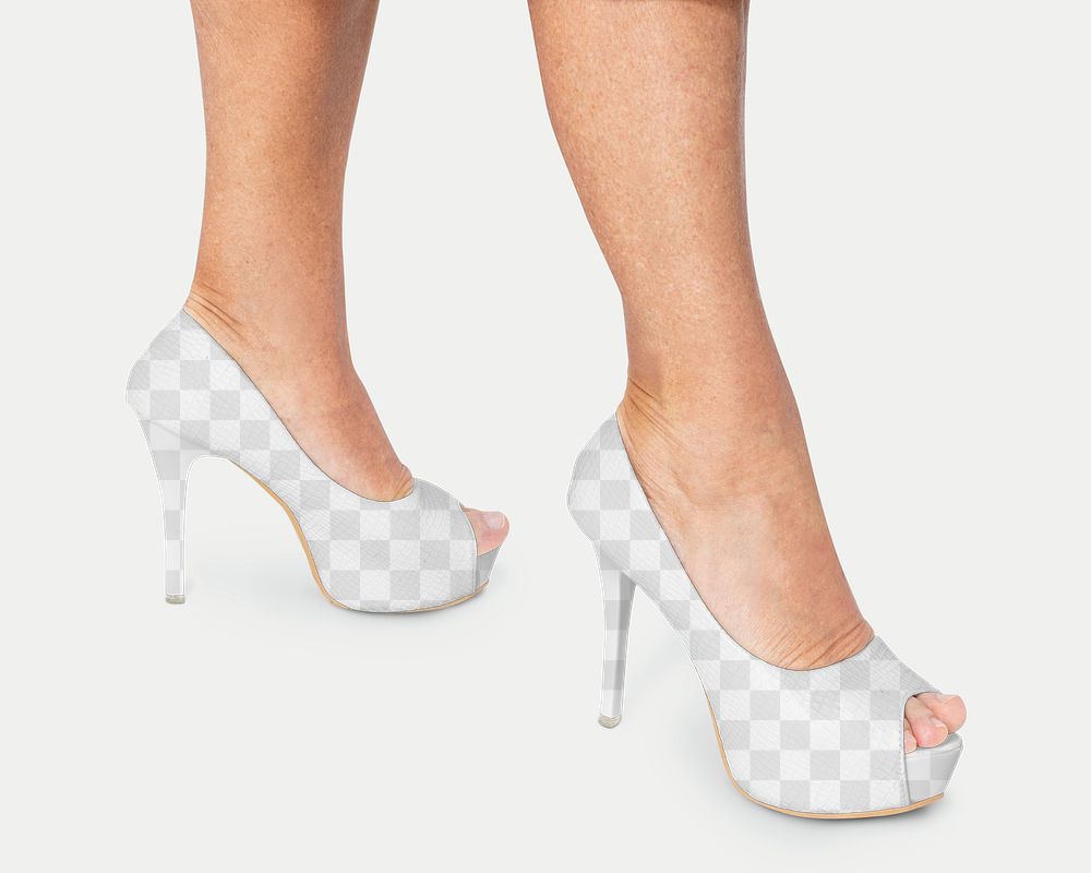 Platform heels png mockup transparent women’s fashion close up