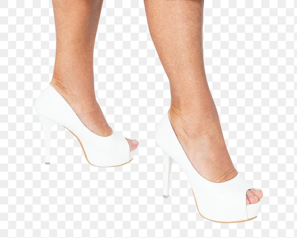 White platform heels png mockup women&rsquo;s apparel close up