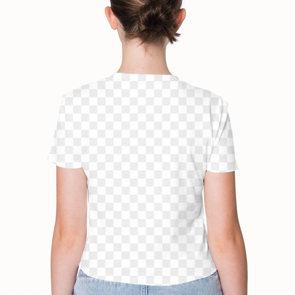 Png transparent t-shirt mockup teenage girls&rsquo; basic apparel shoot rear view