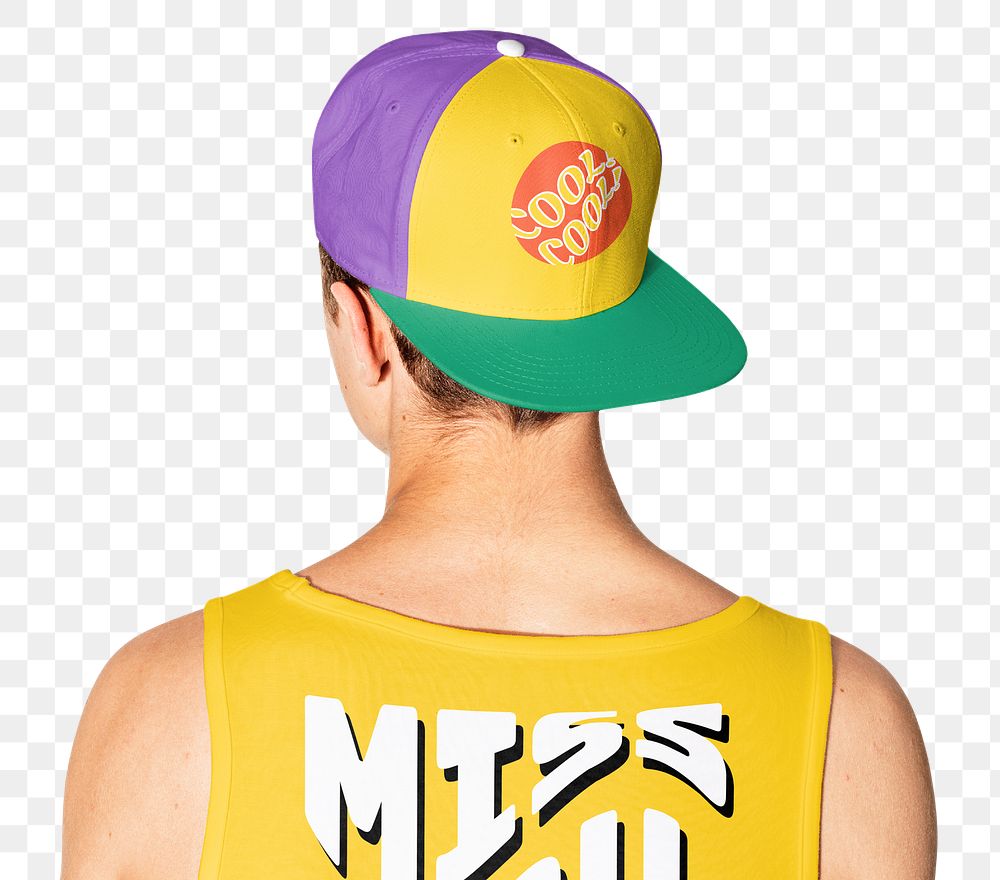 Png man in colorful outfit streetwear apparel shoot rear view