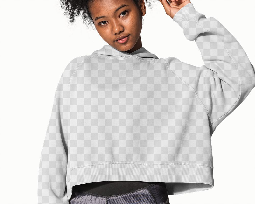 Png transparent hoodie mockup for winter youth apparel shoot