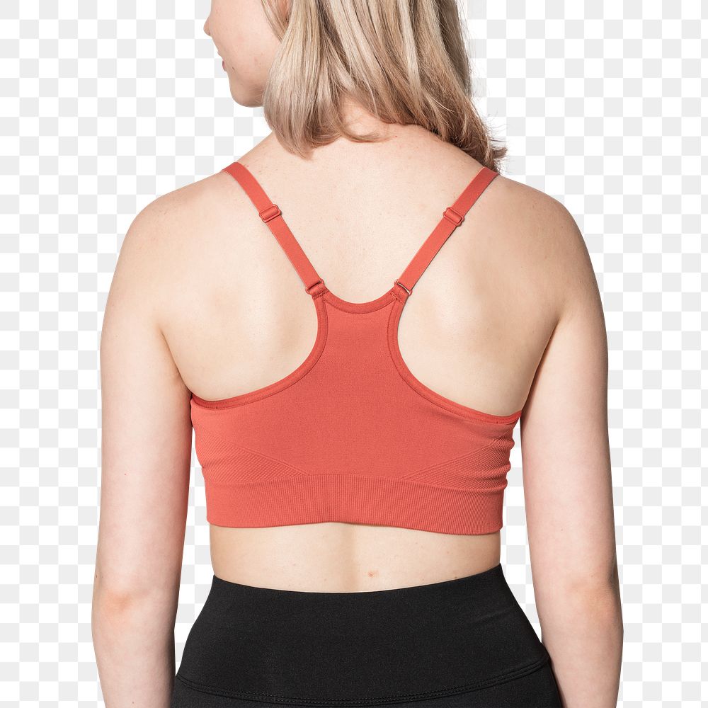 Png girls&rsquo; sports bra mockup red activewear photoshoot