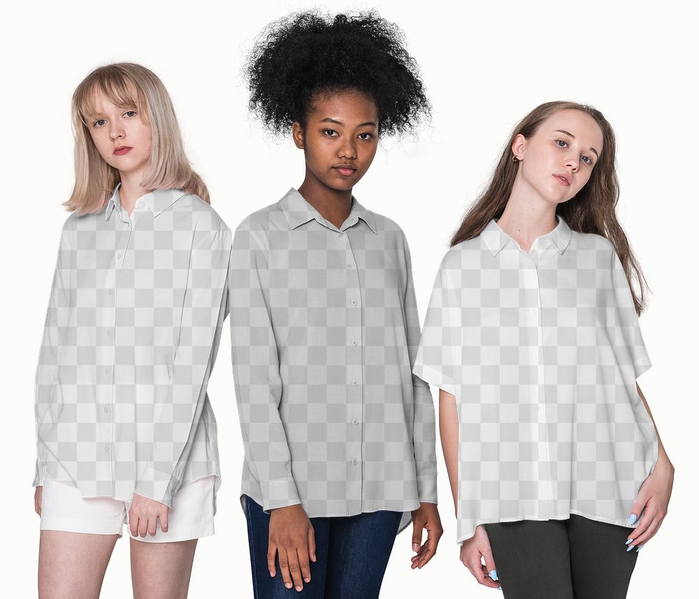 Png transparent shirt mockup for girls&rsquo; youth apparel photoshoot