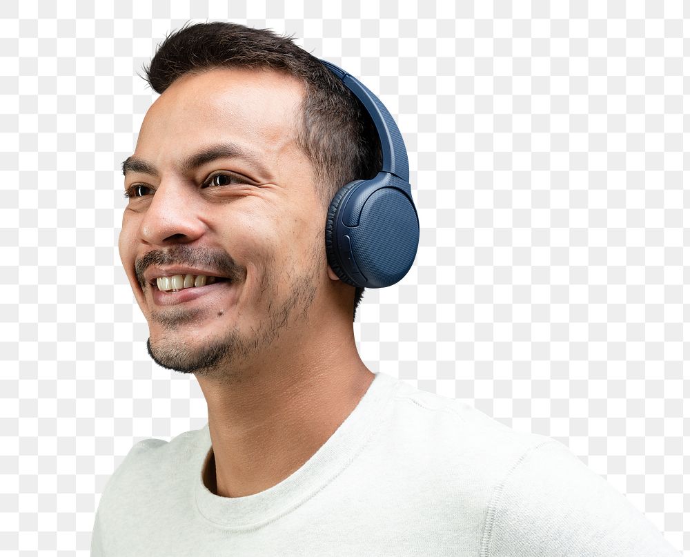 Man using headphones transparent png