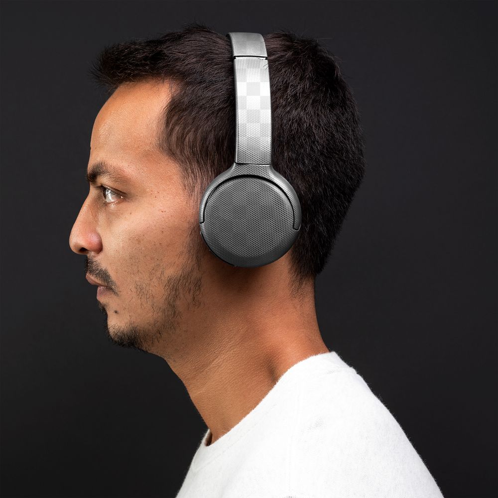 Man using headphones transparent png