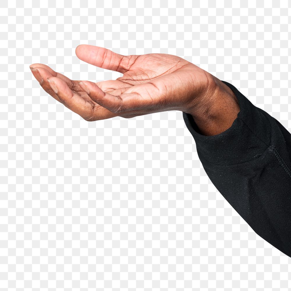 Cupped hand png showing invisible object gesture