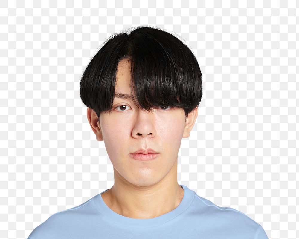Young Asian man png transparent, face portrait cut out