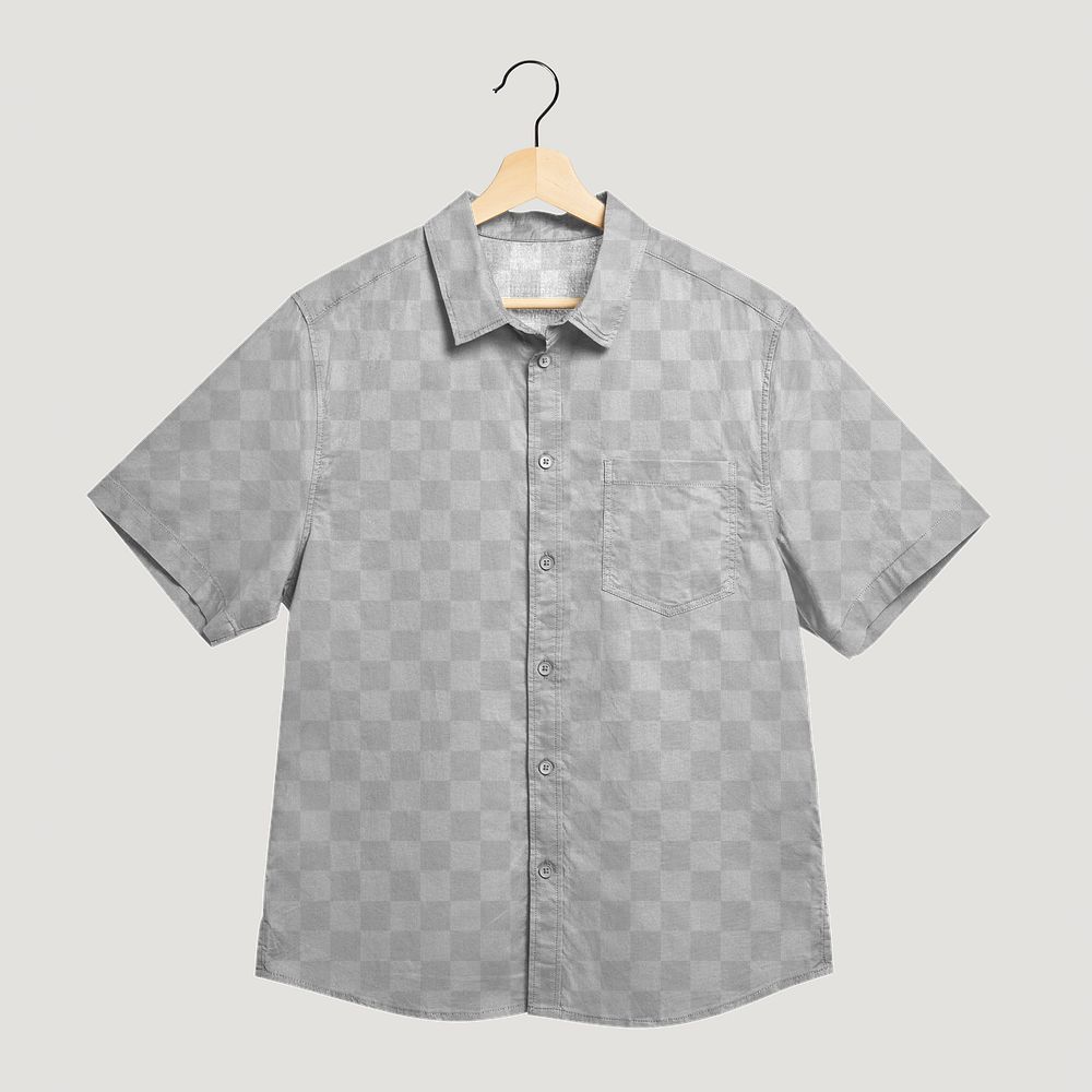 PNG gray shirt mockup on a wooden hanger
