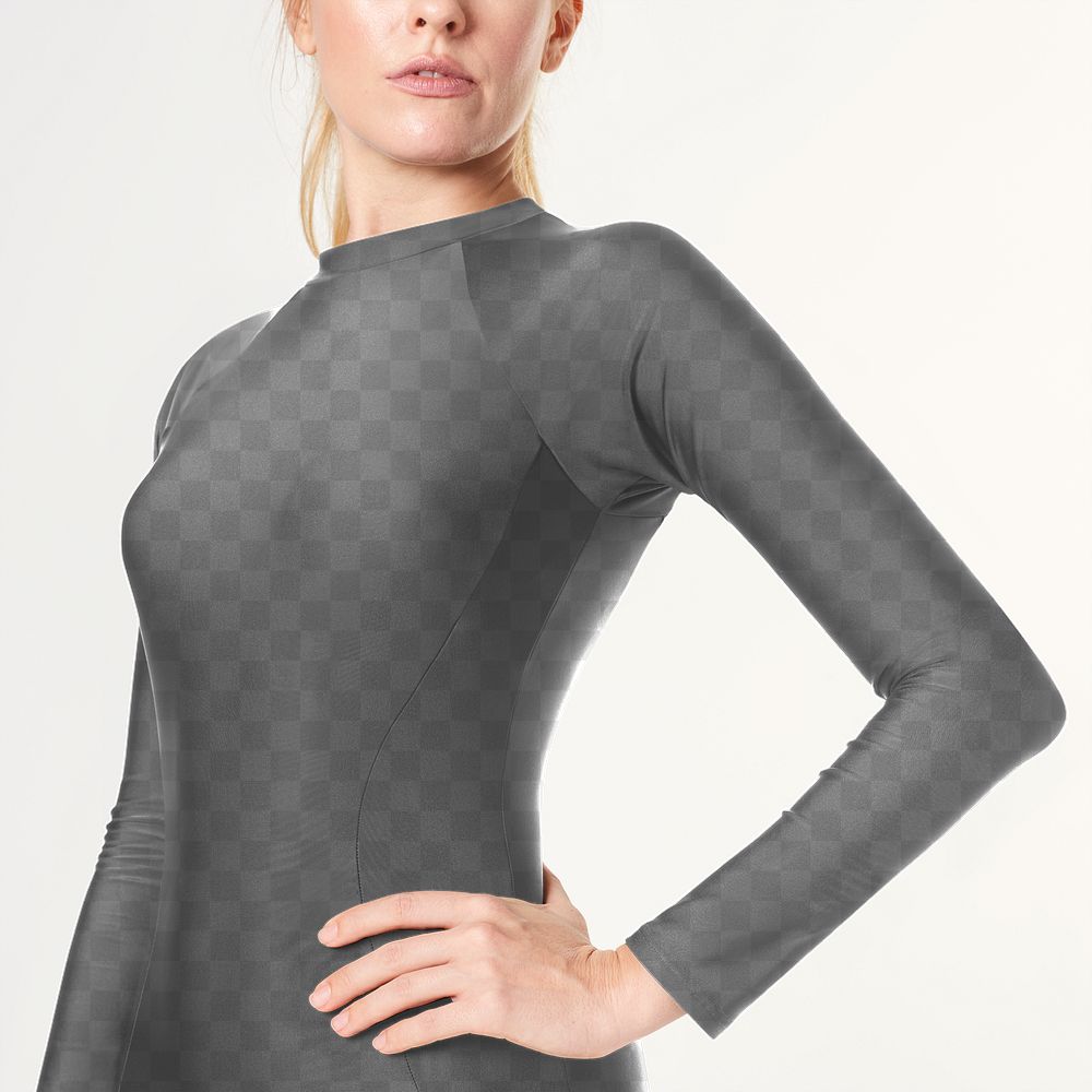 Woman's long sleeved wetsuit png mockup