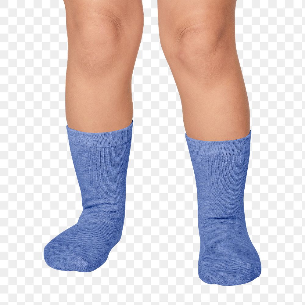 Kid's blue socks mockup png in studio