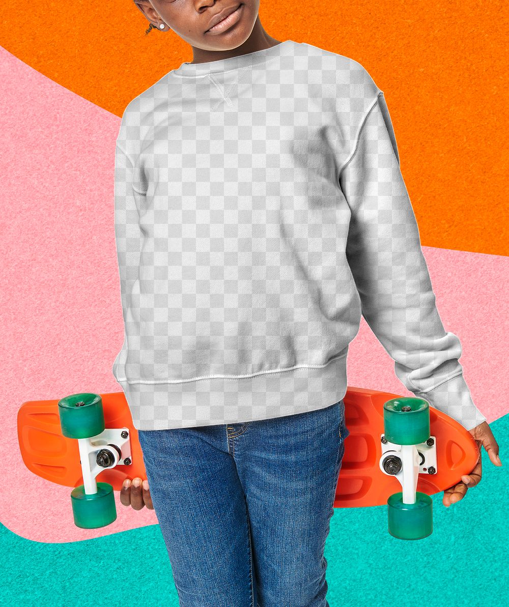 Kid's png jumper mockup on a model