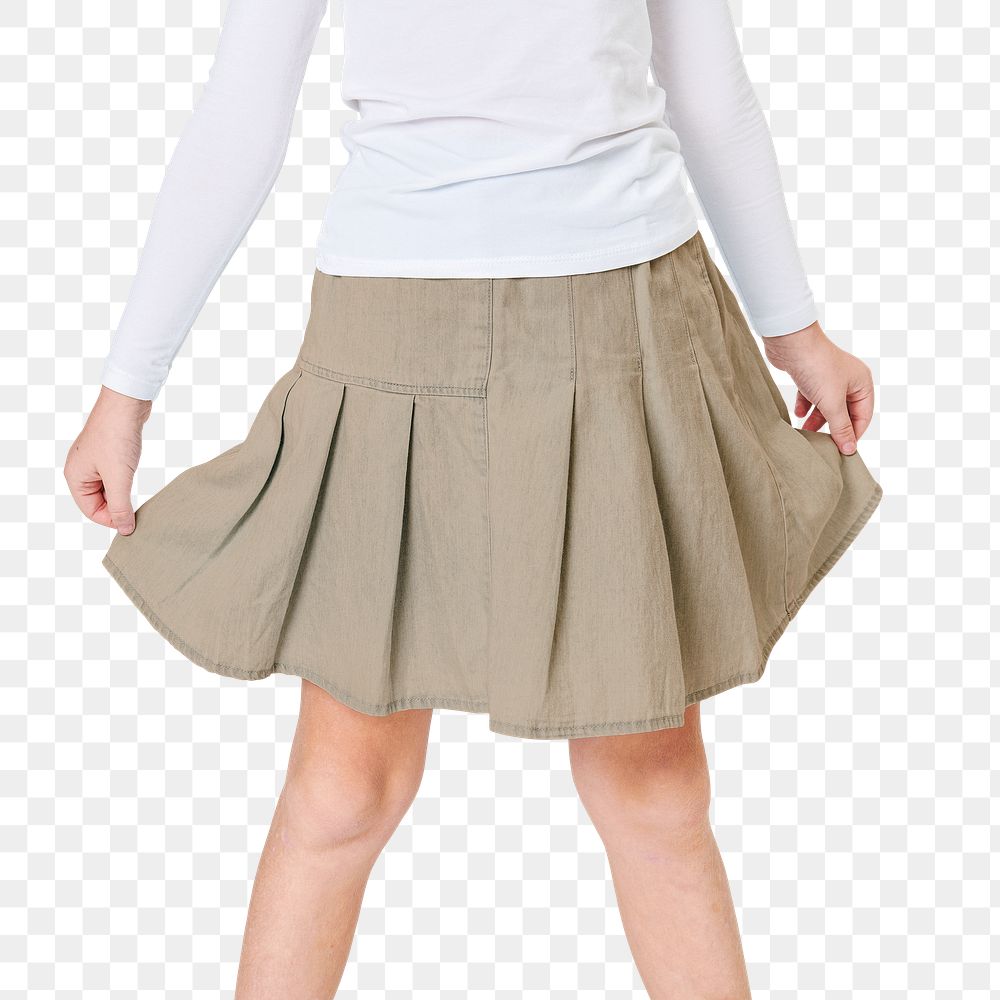 Woman in a beige skirt png mockup