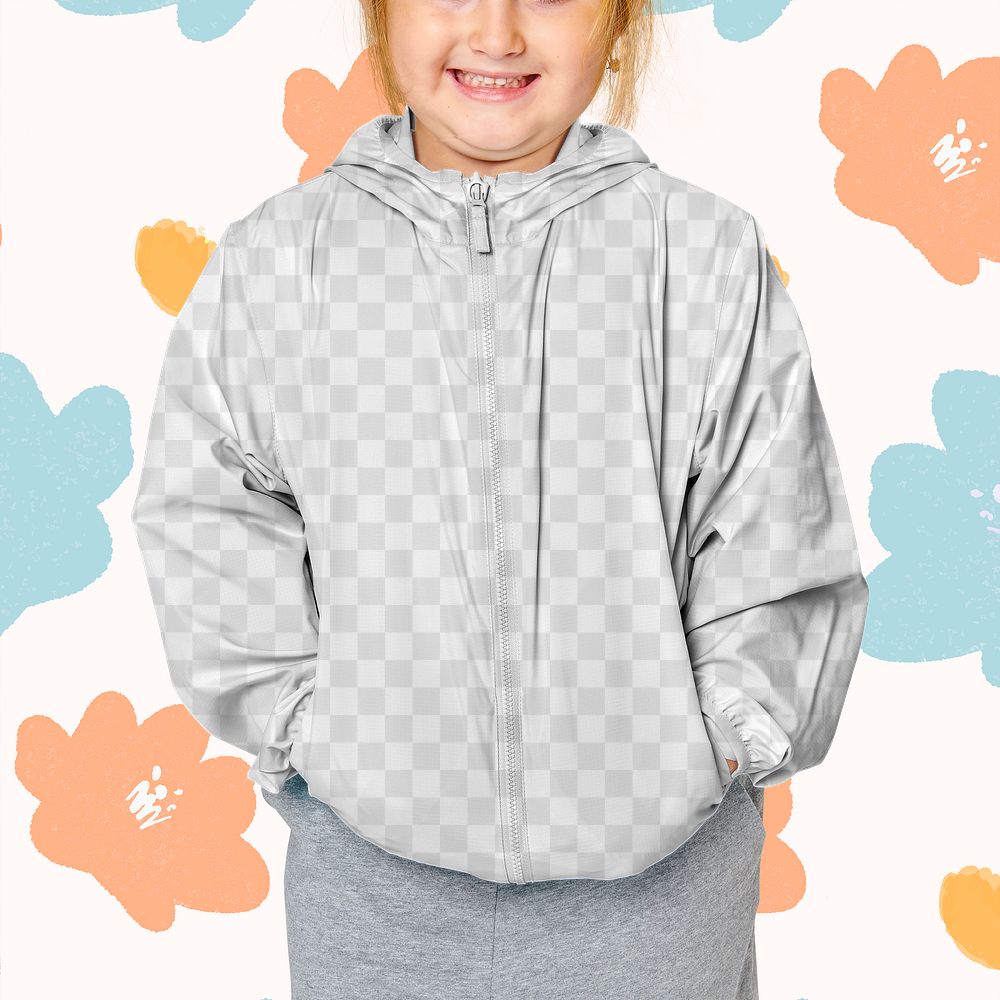 Girl's png jacket mockup in studio