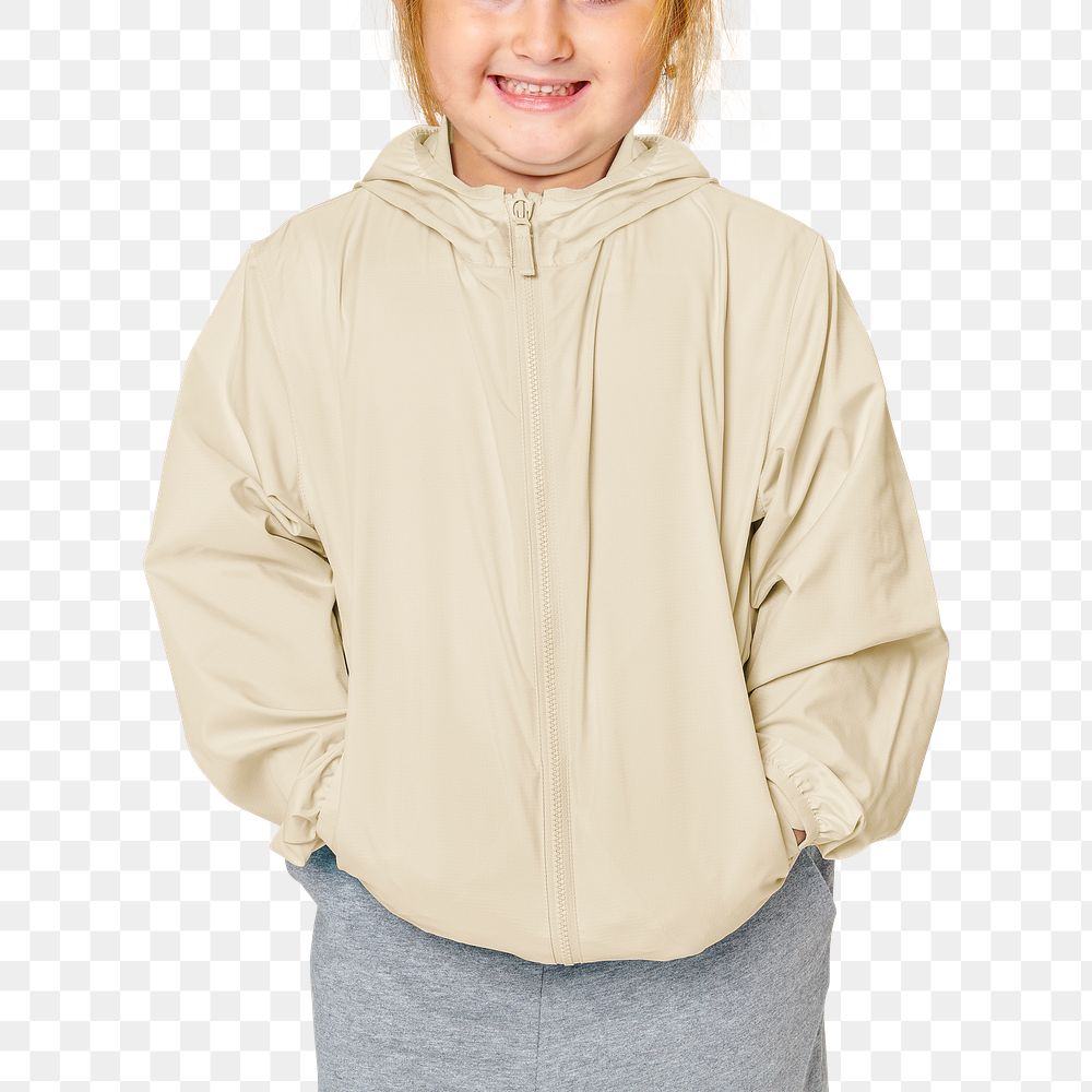 Girl wearing jacket png mockup