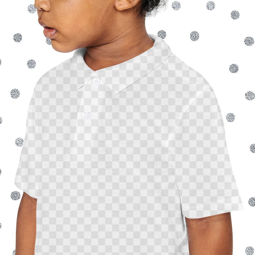 Black boy wearing polo t shirt png mockup in studio