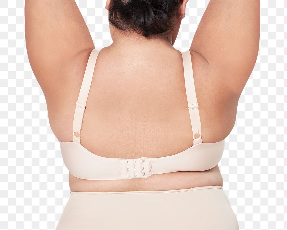 Women's beige lingerie png plus size fashion mockup