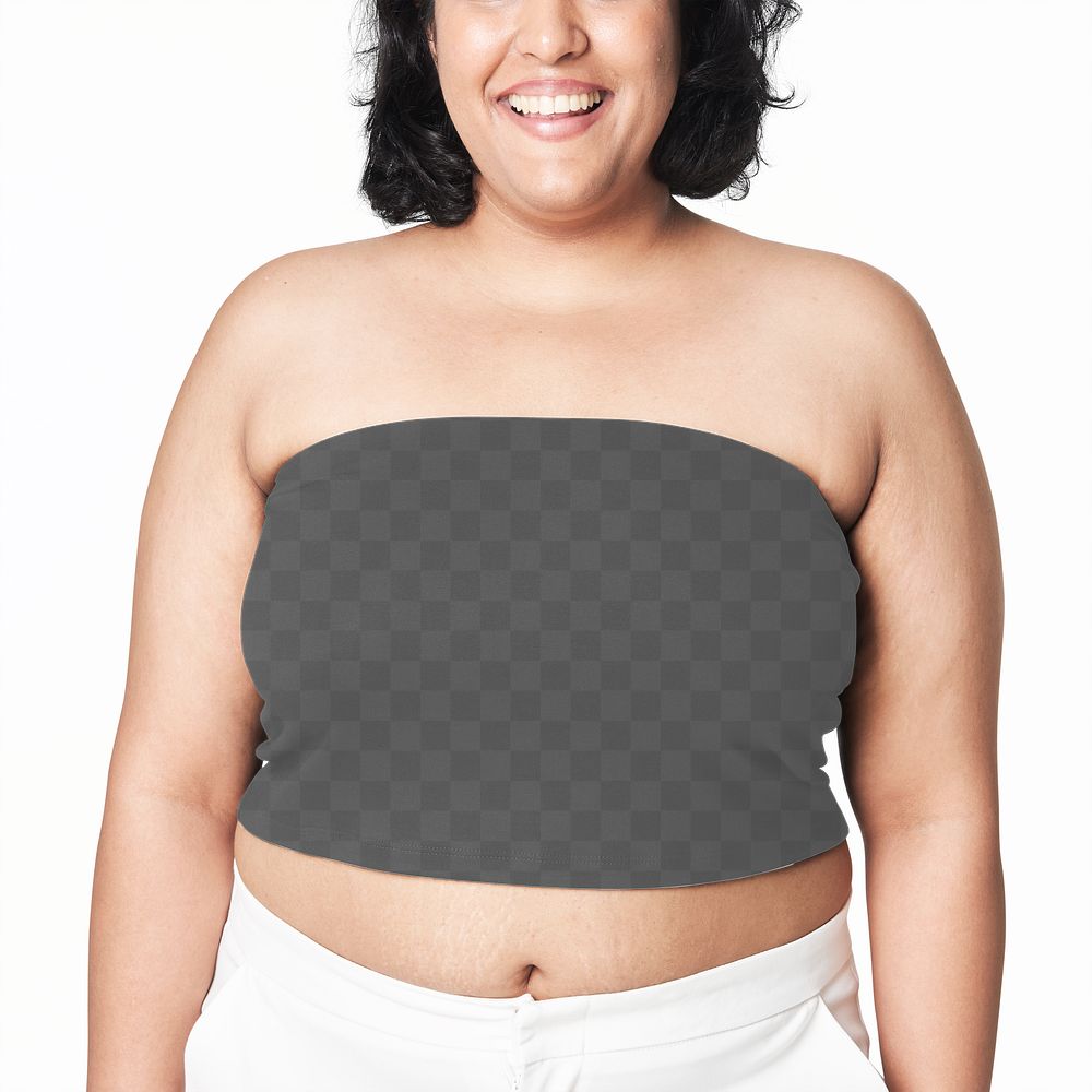 Women's plus size fashion png strapless top apparel mockup