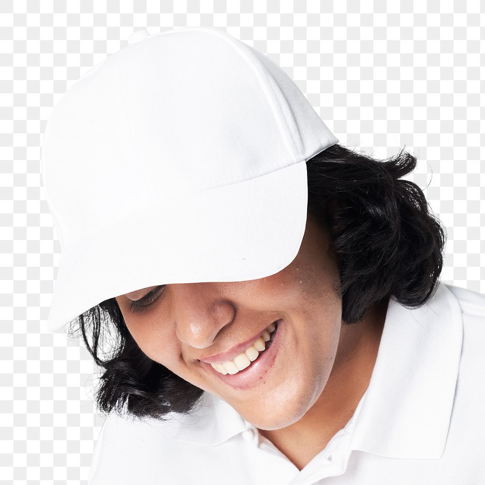 Women's plus size png fashion white cap apparel mockup