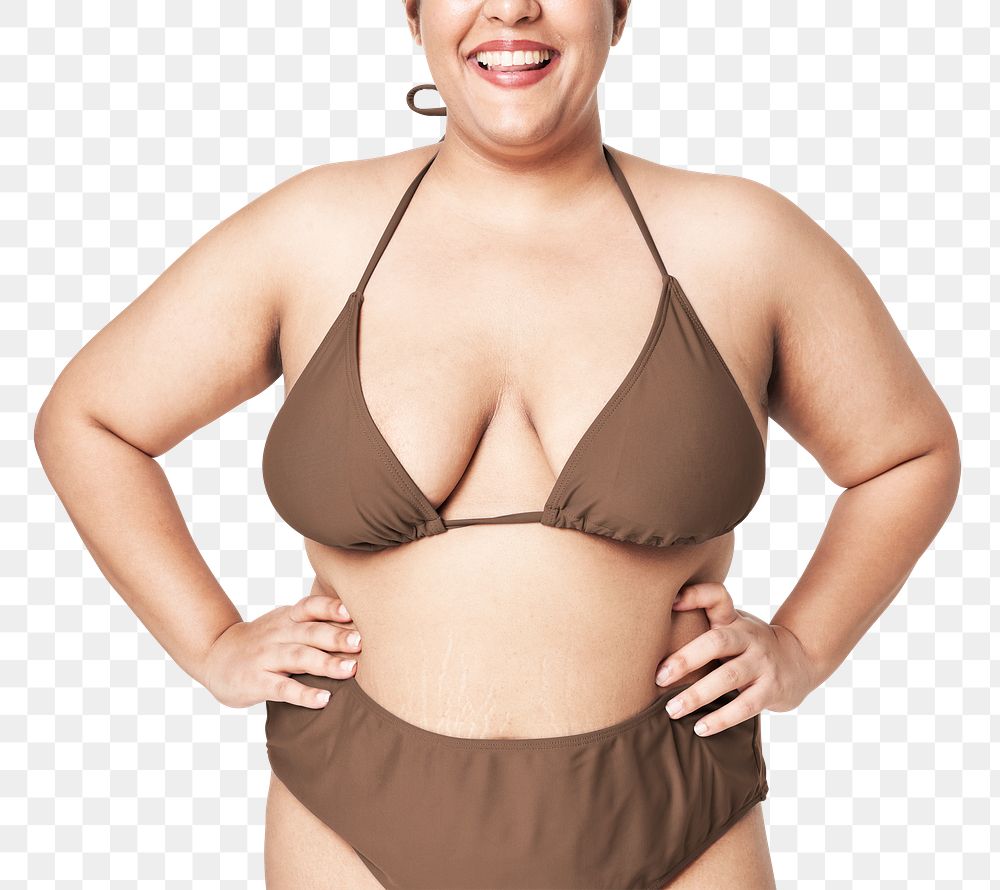 Brown bikini png mockup plus size apparel fashion