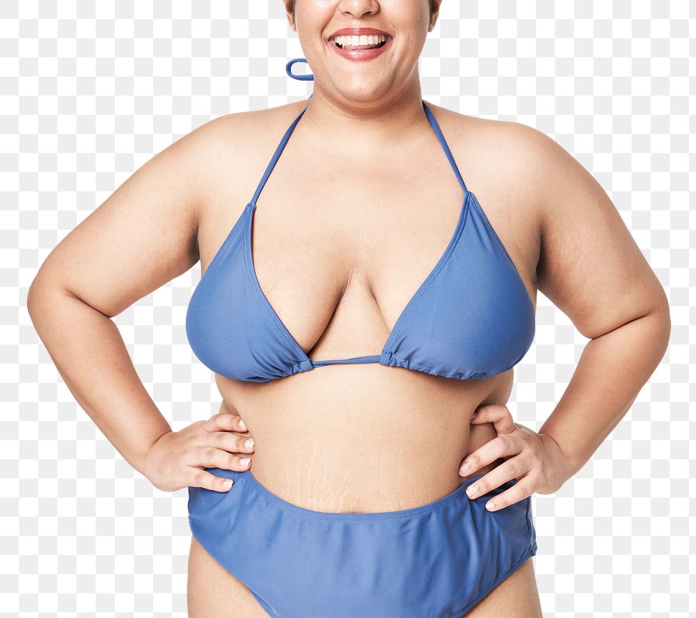 Blue bikini png plus size apparel mockup body positivity shoot