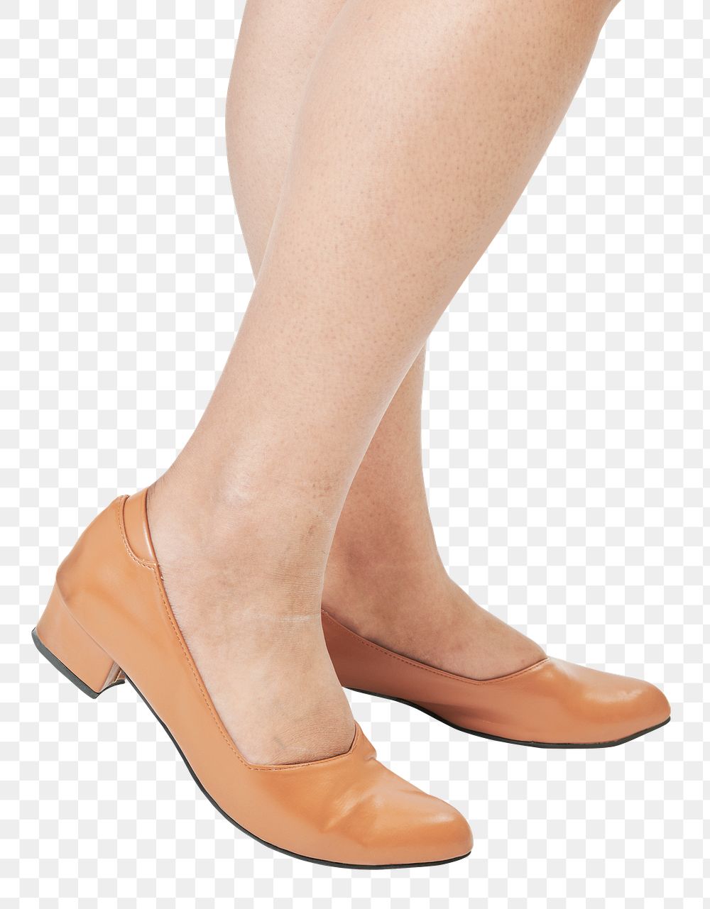 Women's png fashion orange leather flat shoes apparel mockup