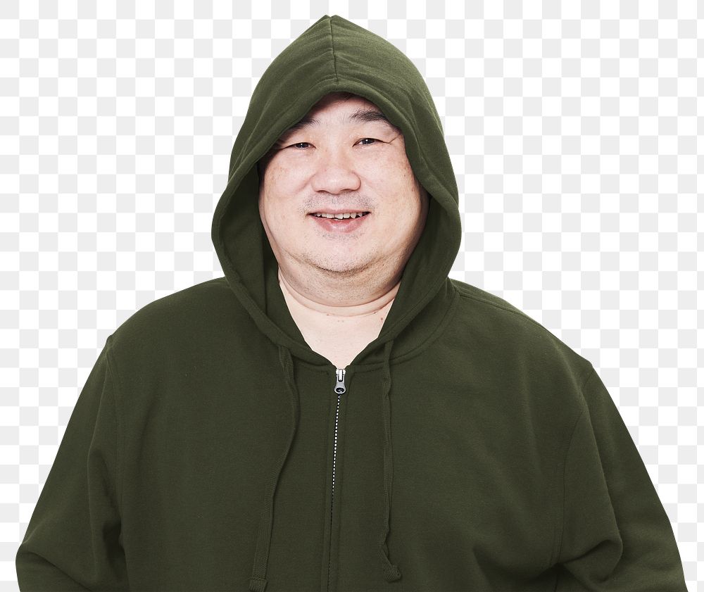 Men's green hoodie mockup png fashion shoot in studio
