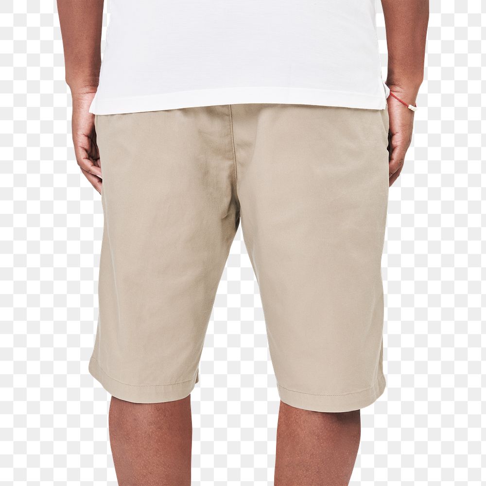 Men's png khaki short pants closeup fashion apparel mockup
