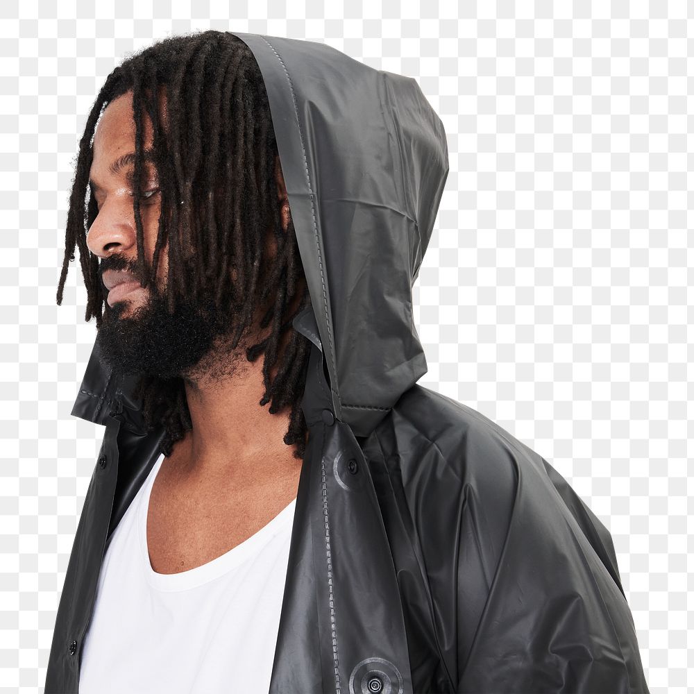 Men's raincoat mockup png fashion shoot in studio