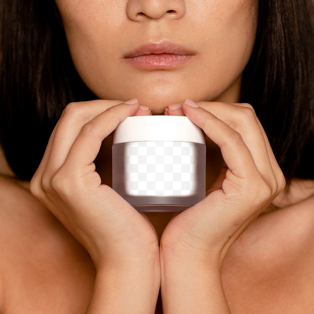 Face cream jar png mockup, transparent design beauty packaging