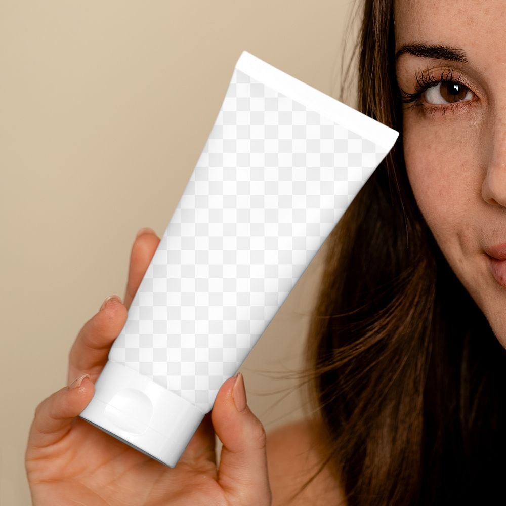 Moisturizer tube png mockup, transparent design beauty packaging
