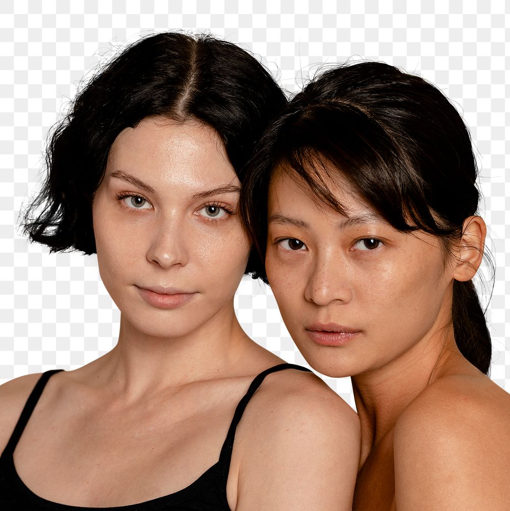 Lesbian couple png, two women, transparent background