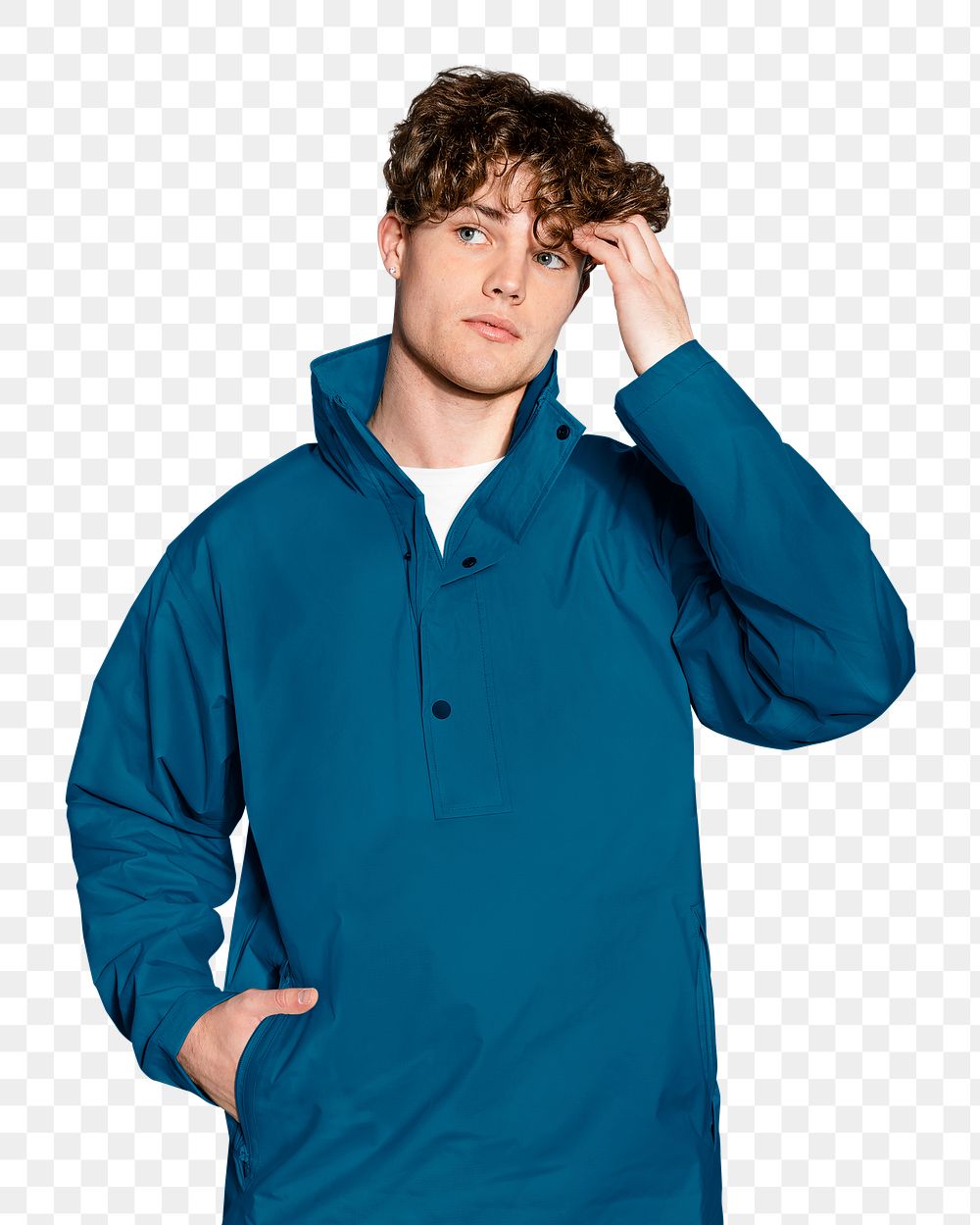Handsome man png with curly hair, transparent background