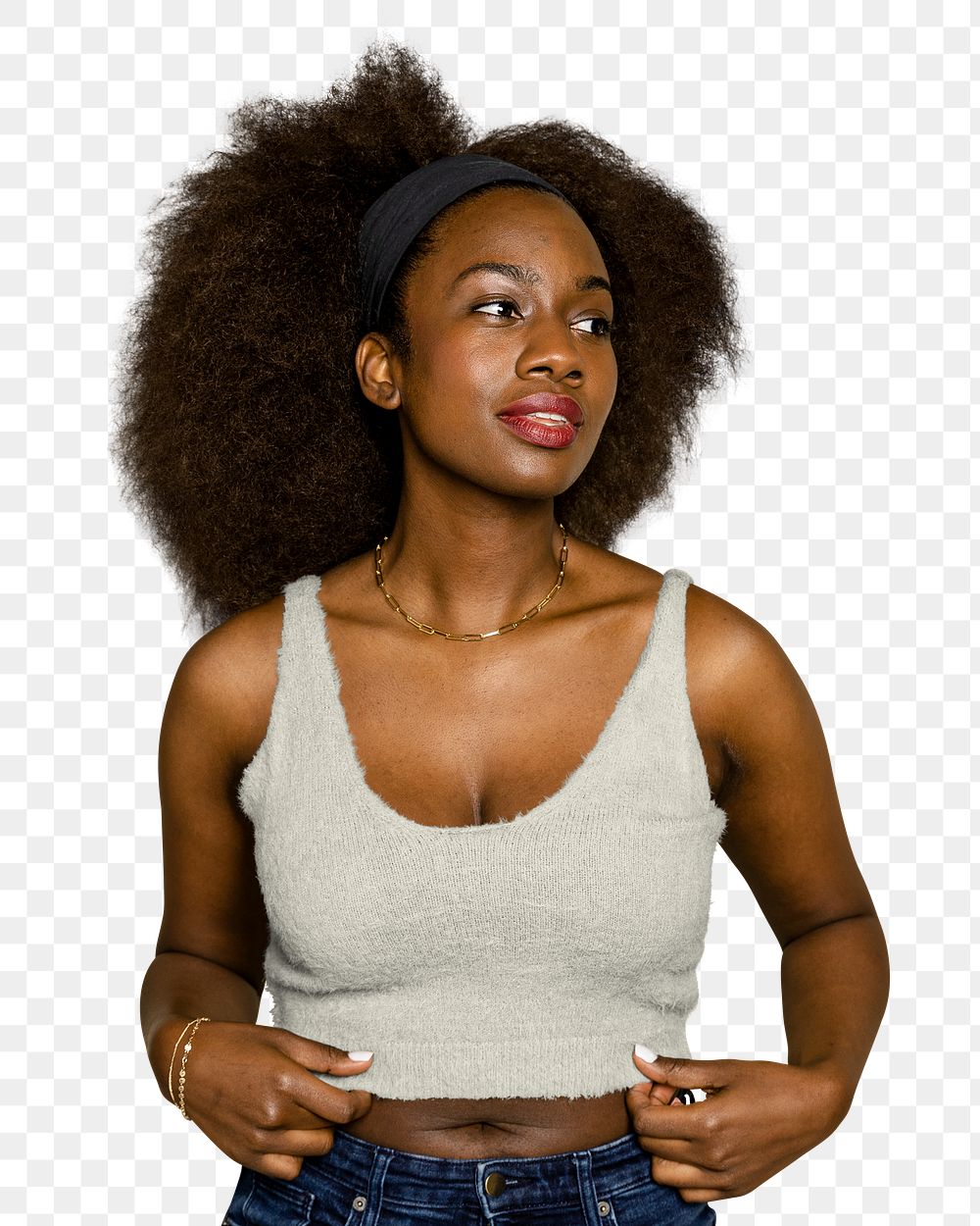 African American woman png sticker, transparent background