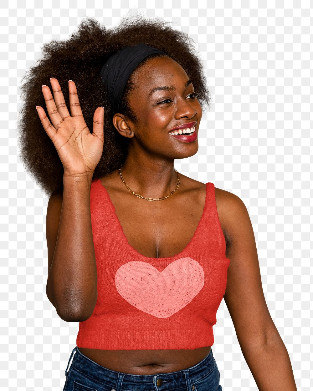 Png cute black woman sticker, transparent background